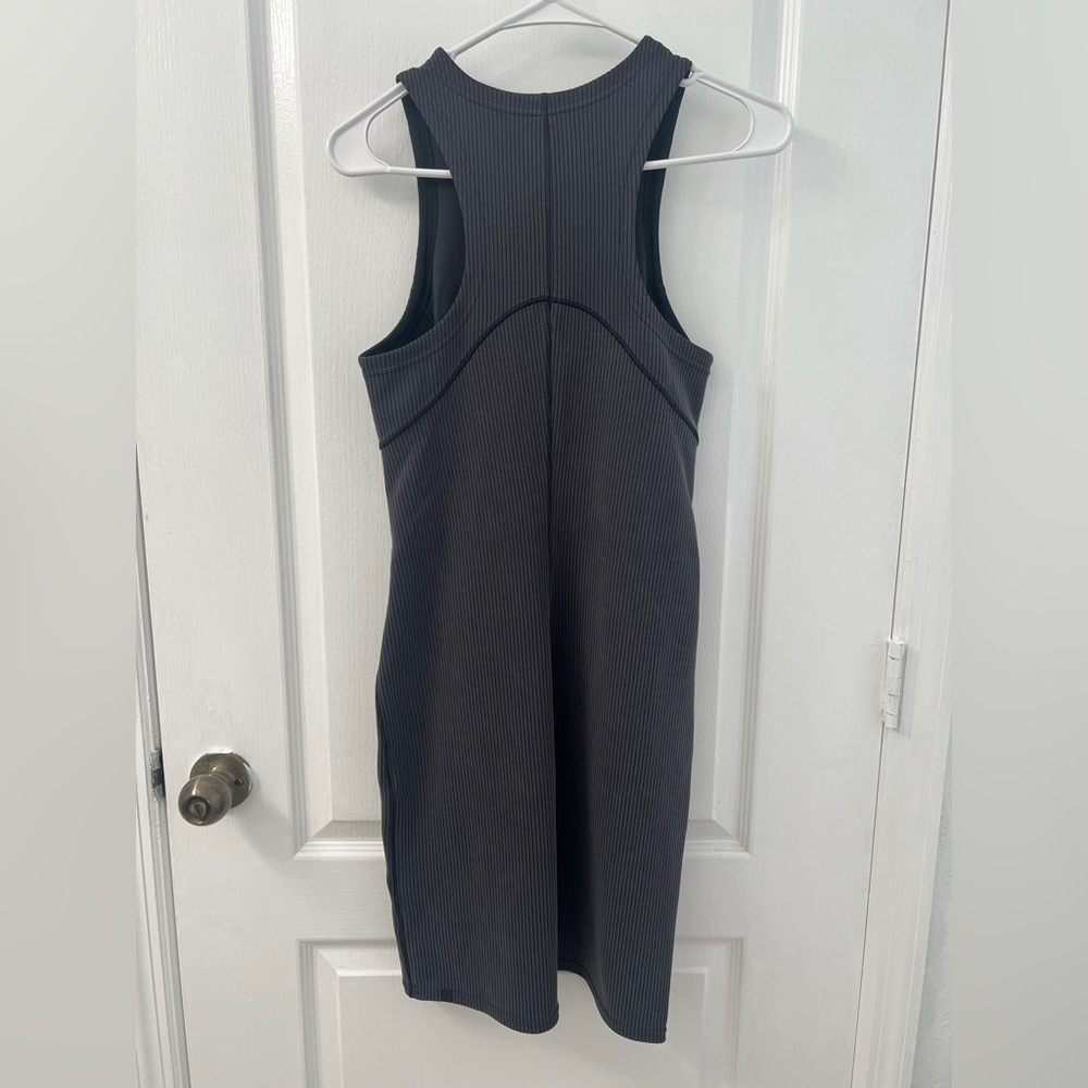 Lululemon Ribbed Softstreme Slim-Fit Tank Dress Dark Gray (Size 6) - Picture 11 of 12